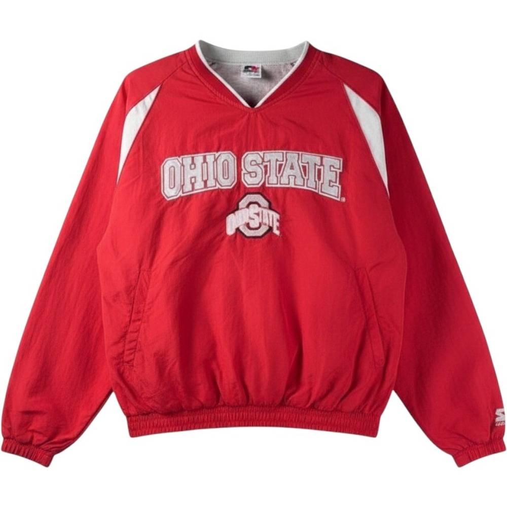 Starter Pullover Mens 3XL Ohio State Buckeyes Windbreaker Red V-Neck 4BC55